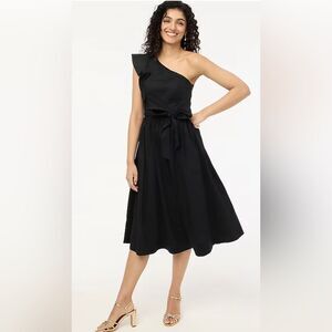 J. Crew Factory One shoulder midi dress black Women’s Size 10 NWT